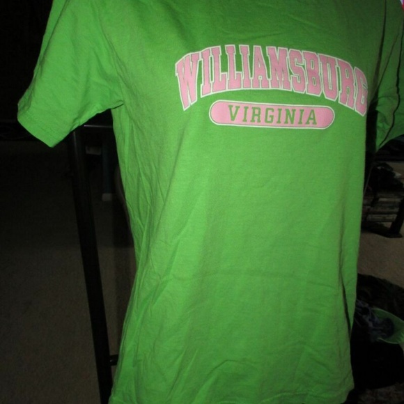 GIRLS WILLIAMSBURG VIRGINIA GREEN PINK T-SHIRT - Picture 3 of 8